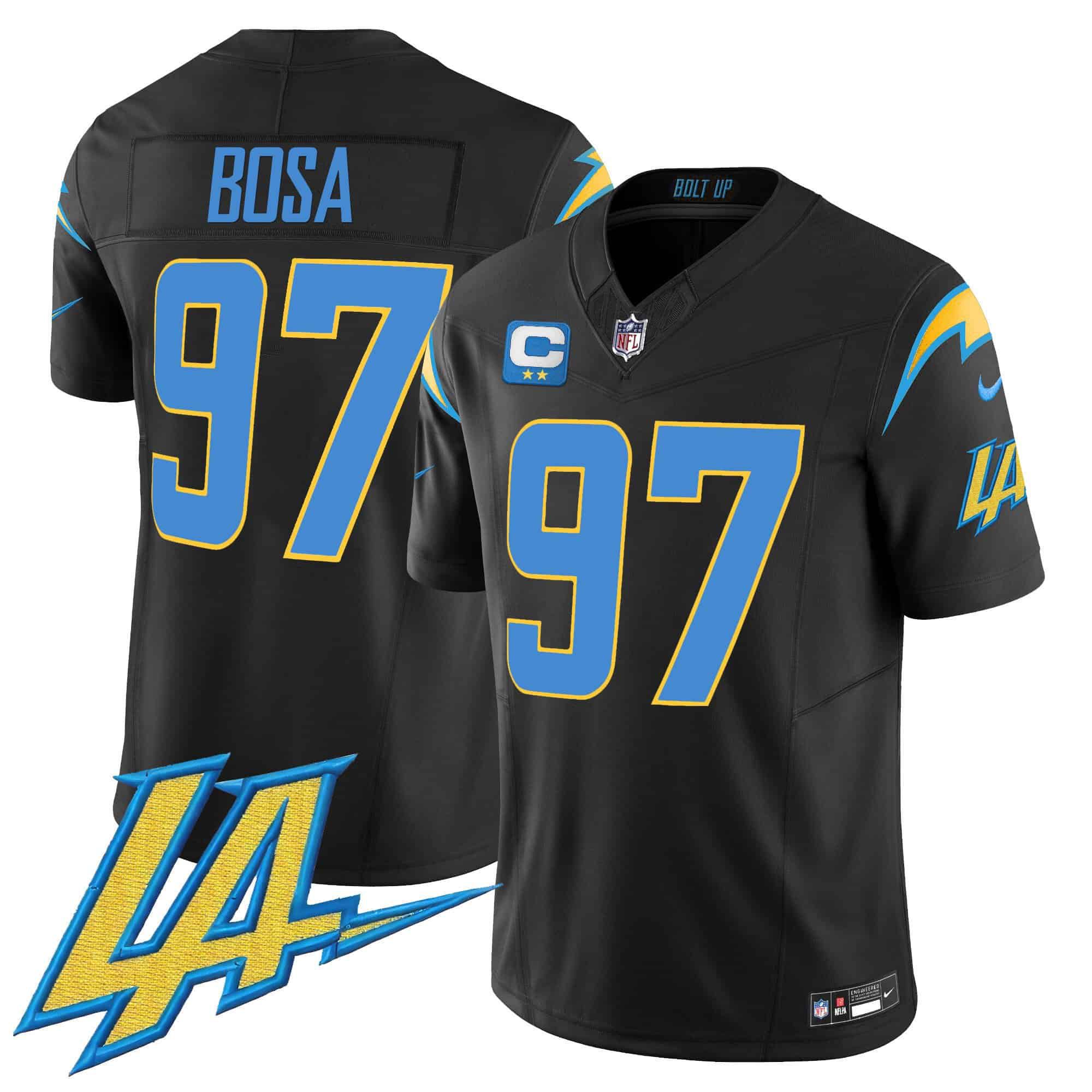 Men Los Angeles Chargers #97 Bosa Black 2024 Nike Vapor Limited NFL Jersey style 1